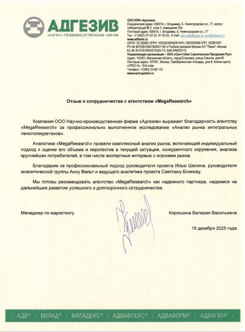 Feedback from the company "ООО Научно-производственная фирма «Адгезив»"