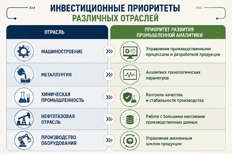 Инвестиционные приоритеты различных отраслей