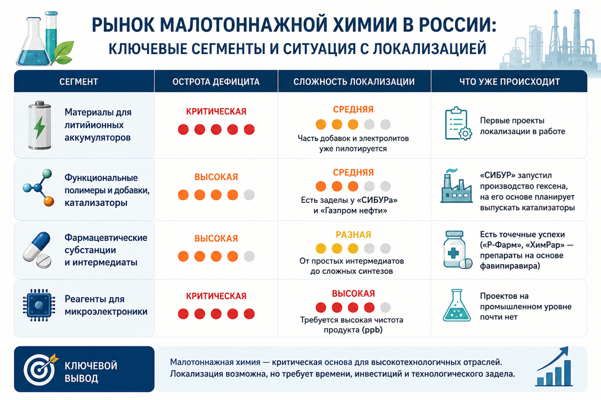 Ключевые сегменты и ситуация с локализацией продукции в них