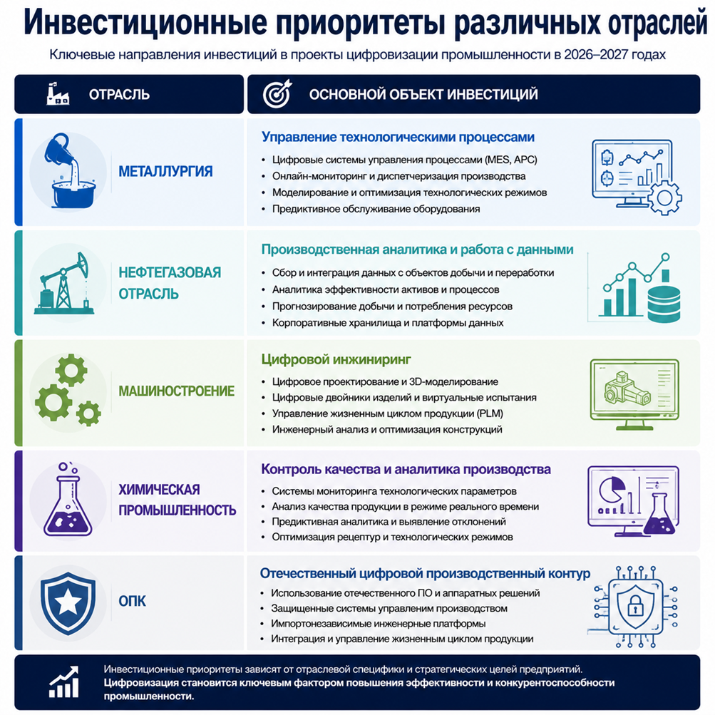Инвестиционные приоритеты различных отраслей