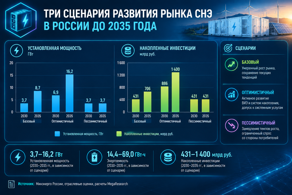 Три сценария развития рынка СНЭ в России до 2035 года